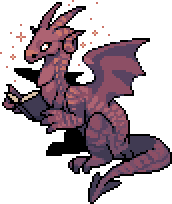 a red dragon holding a book