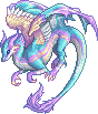 a pink, white and blue dragon