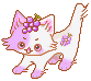 a white and purple cat with grapes on its head