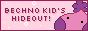 to the left is purpl text on a pink background that says bencho kid's hideoout. to the right is a pink onion creature with dot eyes.