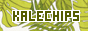 text that says Kalechips against a backdrop of leaves.