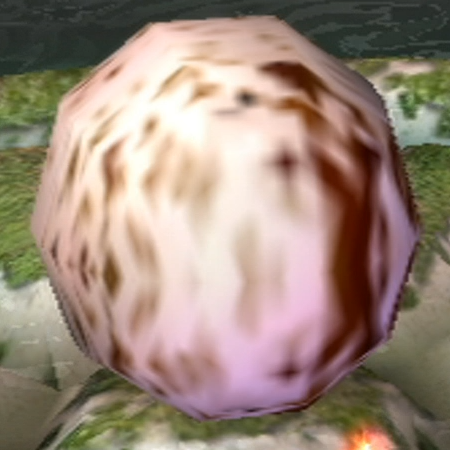 a pink egg with brown spots