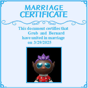 faux marriage certificate for me and bernard, made as a joke